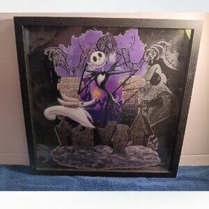 Disney Nightmare Before Christmas Jack Skellington& Zero Glass Framed-16"x16"art
